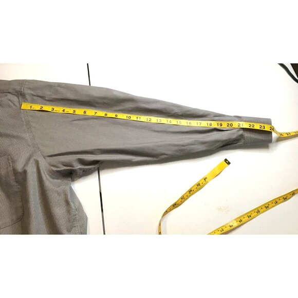 AXCESS- MENS STRIPED GREY 100% COTTON NON-IRON BUTTON-DOWN SHIRT SIZE NECK 17 - Picture 5 of 7